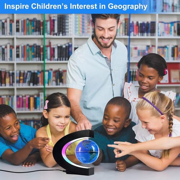 Magnetic Levitation Floating Globe, Levitating C Shape Globe with LED Lights for - Picture 5 of 6